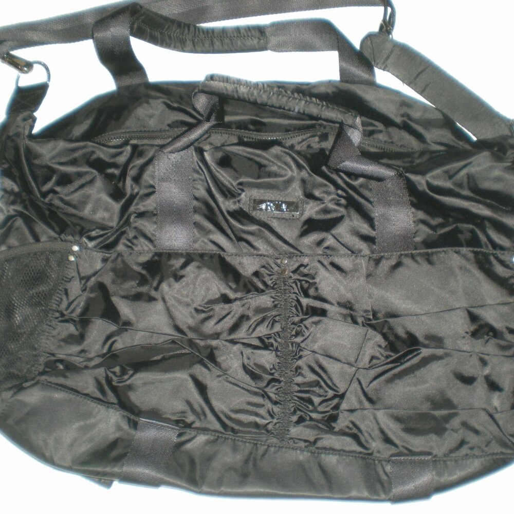 Zella Gathered Duffel Bag Black Yoga Tote Weekender Nylon Large